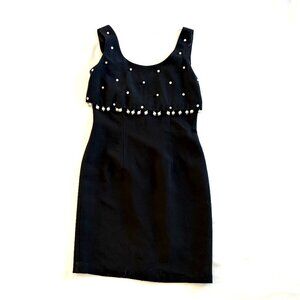 Donna Rico vintage black cocktail dress 4 pearls